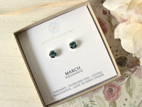 March Birthstone Stud Earrings in Aquamarine